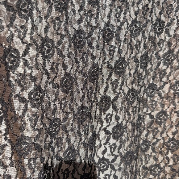 Vintage Peignoir Robe 60s Marilyn Black Floral Lace Peignoir Lingerie Robe | M/L - Picture 12 of 17